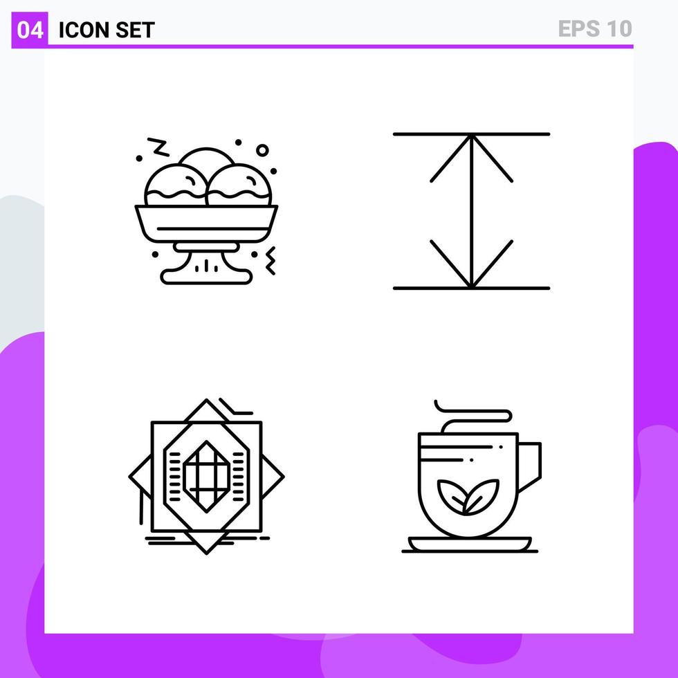 Set of 4 icons in Line style Creative Outline Symbols for Website Design and Mobile Apps Simple Line Icon Sign Isolated on White Background 4 Icons Creative Black Icon vector background