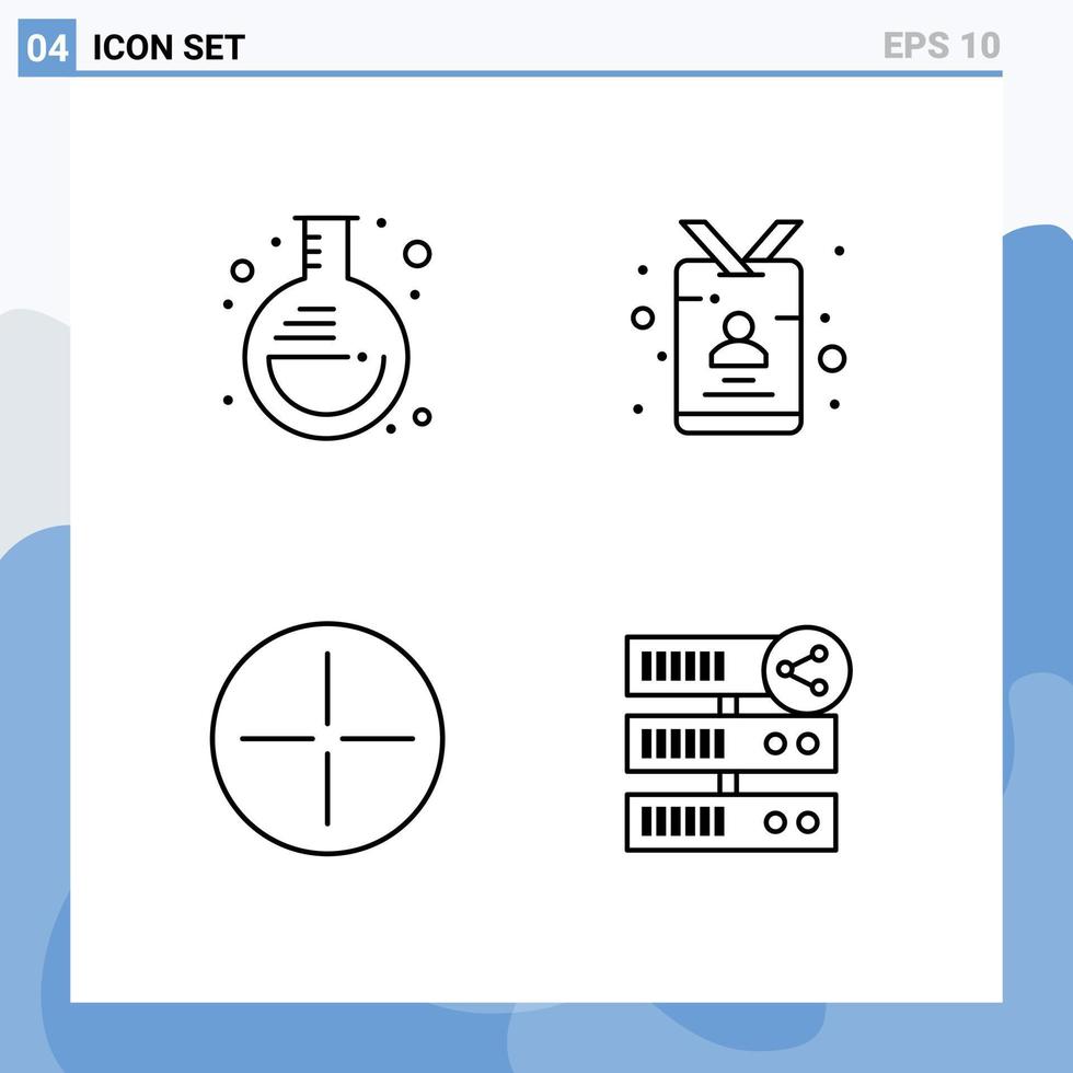Set of 4 Vector Filledline Flat Colors on Grid for experiment ancient lab journalist symbols Editable Vector Design Elements