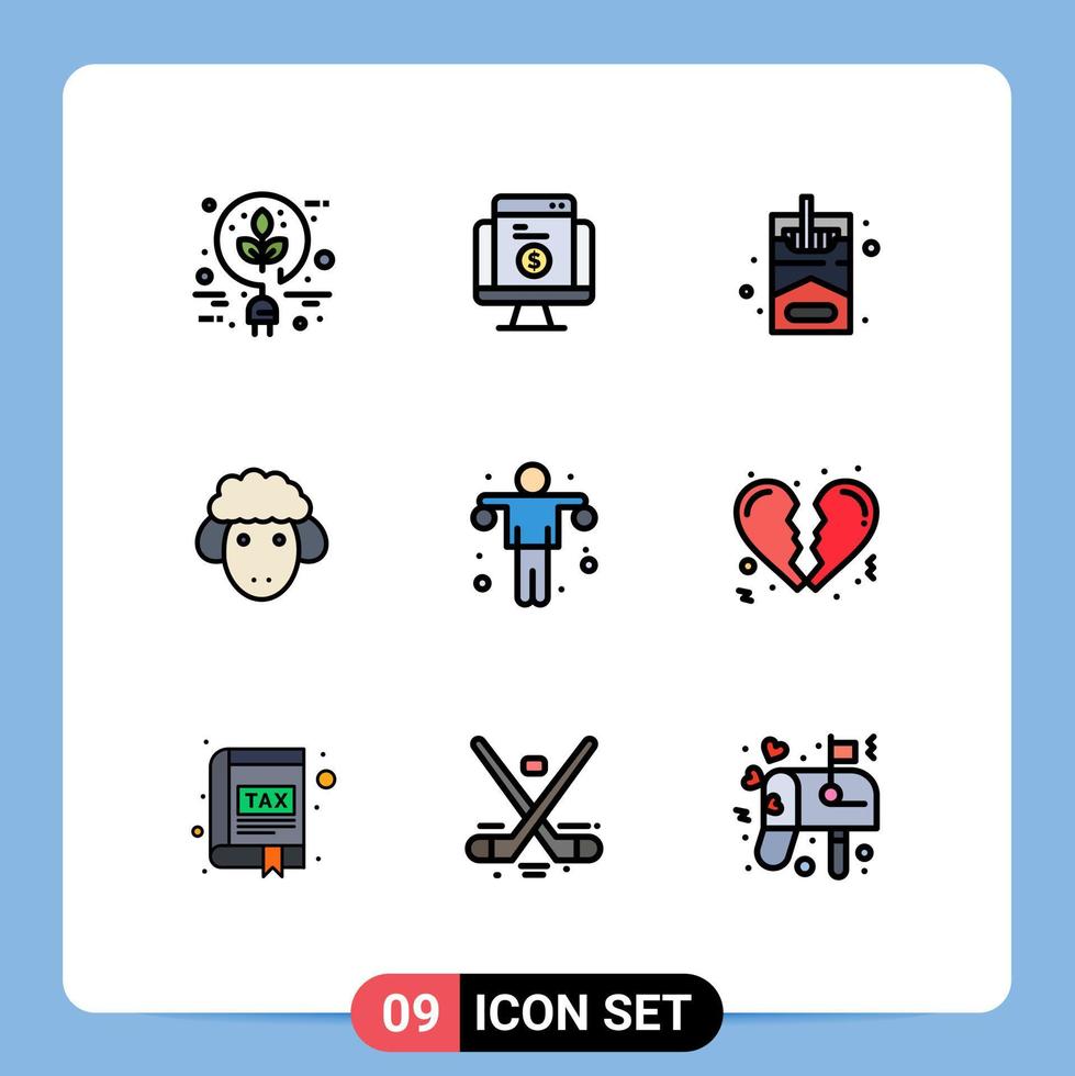 Modern Set of 9 Filledline Flat Colors and symbols such as exercise spring website sheep easter Editable Vector Design Elements