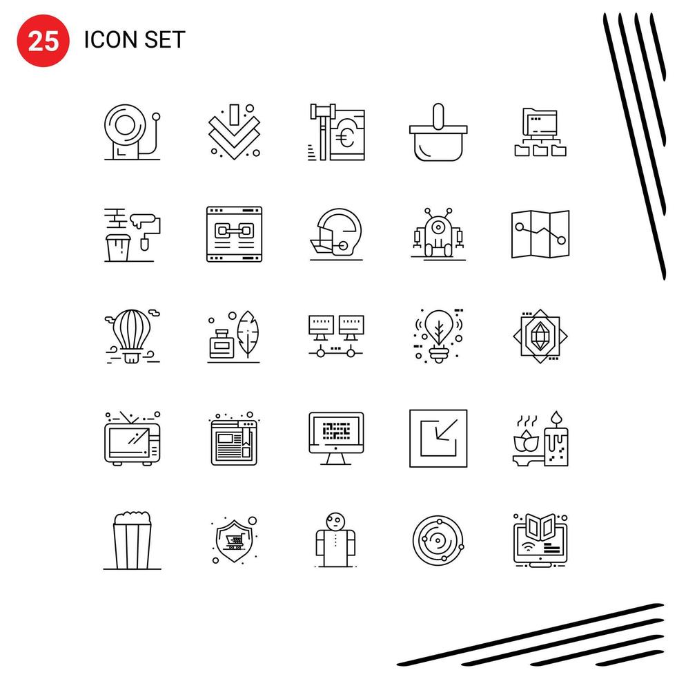 Pack of 25 creative Lines of computing folders security folder holiday Editable Vector Design Elements