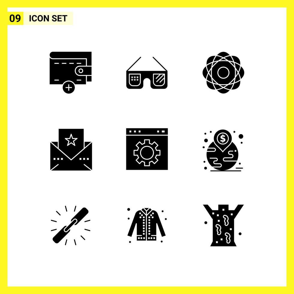 9 Icon Set Simple Solid Symbols Glyph Sign on White Background for Website Design Mobile Applications and Print Media Creative Black Icon vector background