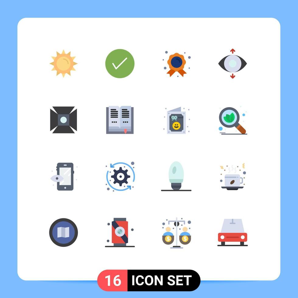 16 Universal Flat Colors Set for Web and Mobile Applications highlight view tick focus education Editable Pack of Creative Vector Design Elements