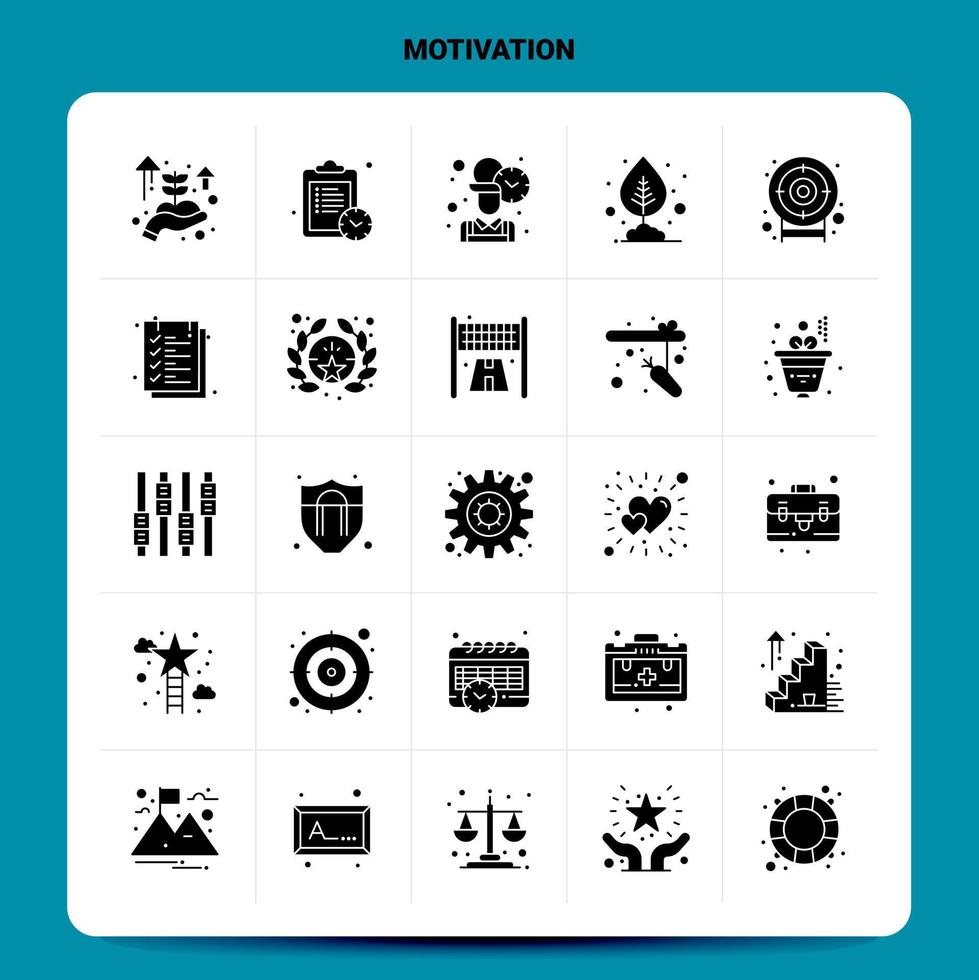 Solid 25 Motivation Icon set Vector Glyph Style Design Black Icons Set Web and Mobile Business ideas design Vector Illustration