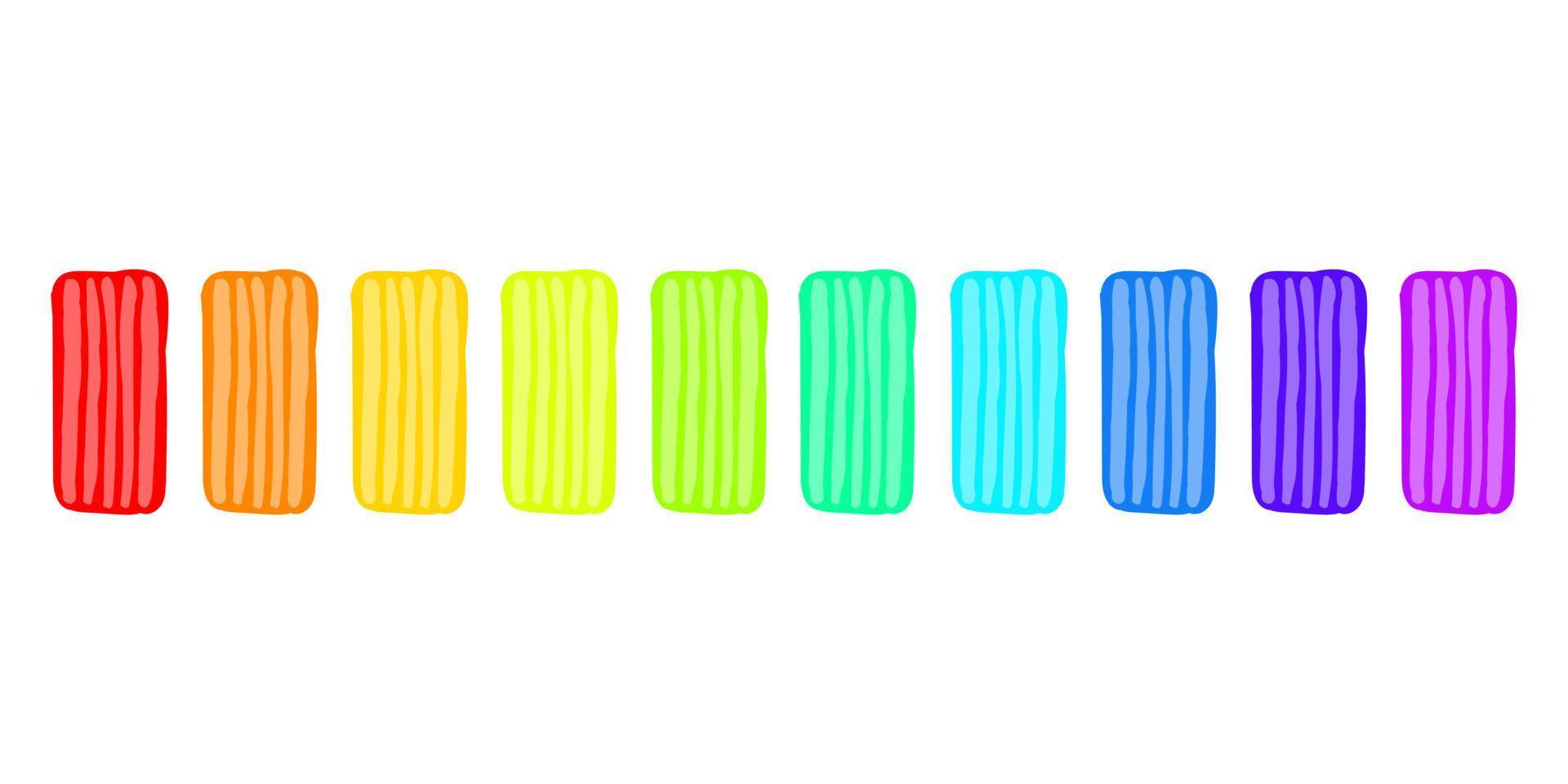 Set of 10 vector plasticine pieces in neon colors. Bright plasticine clay.