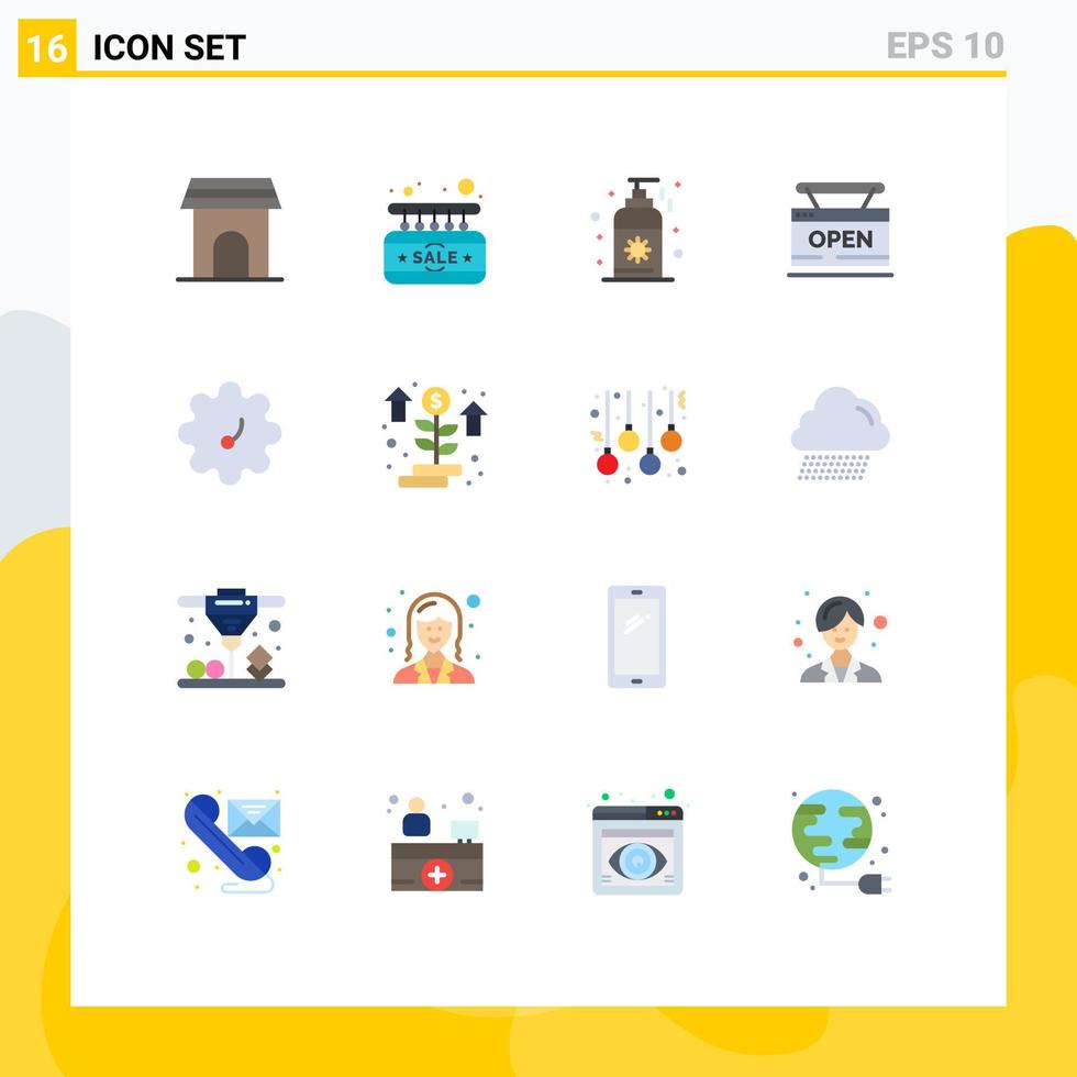 Pack of 16 Modern Flat Colors Signs and Symbols for Web Print Media such as patterson web door store open Editable Pack of Creative Vector Design Elements