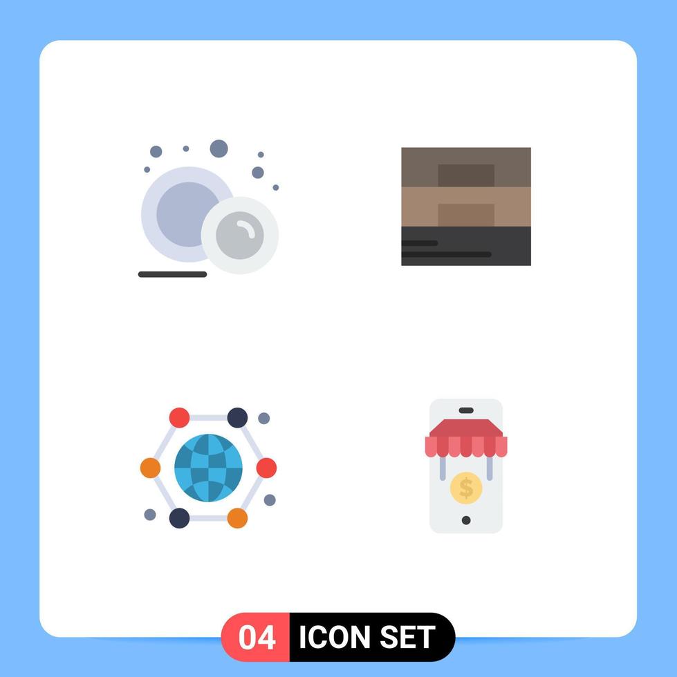 4 Universal Flat Icons Set for Web and Mobile Applications crockery connection plate man internet Editable Vector Design Elements