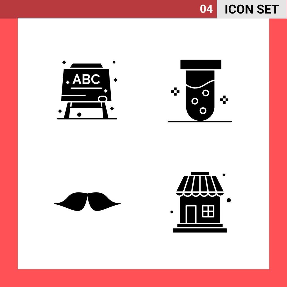 paquete de 4 iconos símbolos de glifo de estilo sólido sobre fondo blanco signos simples para el diseño general fondo de vector de icono negro creativo