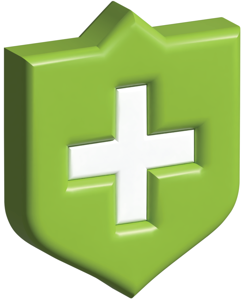 3d illustration of health shield png