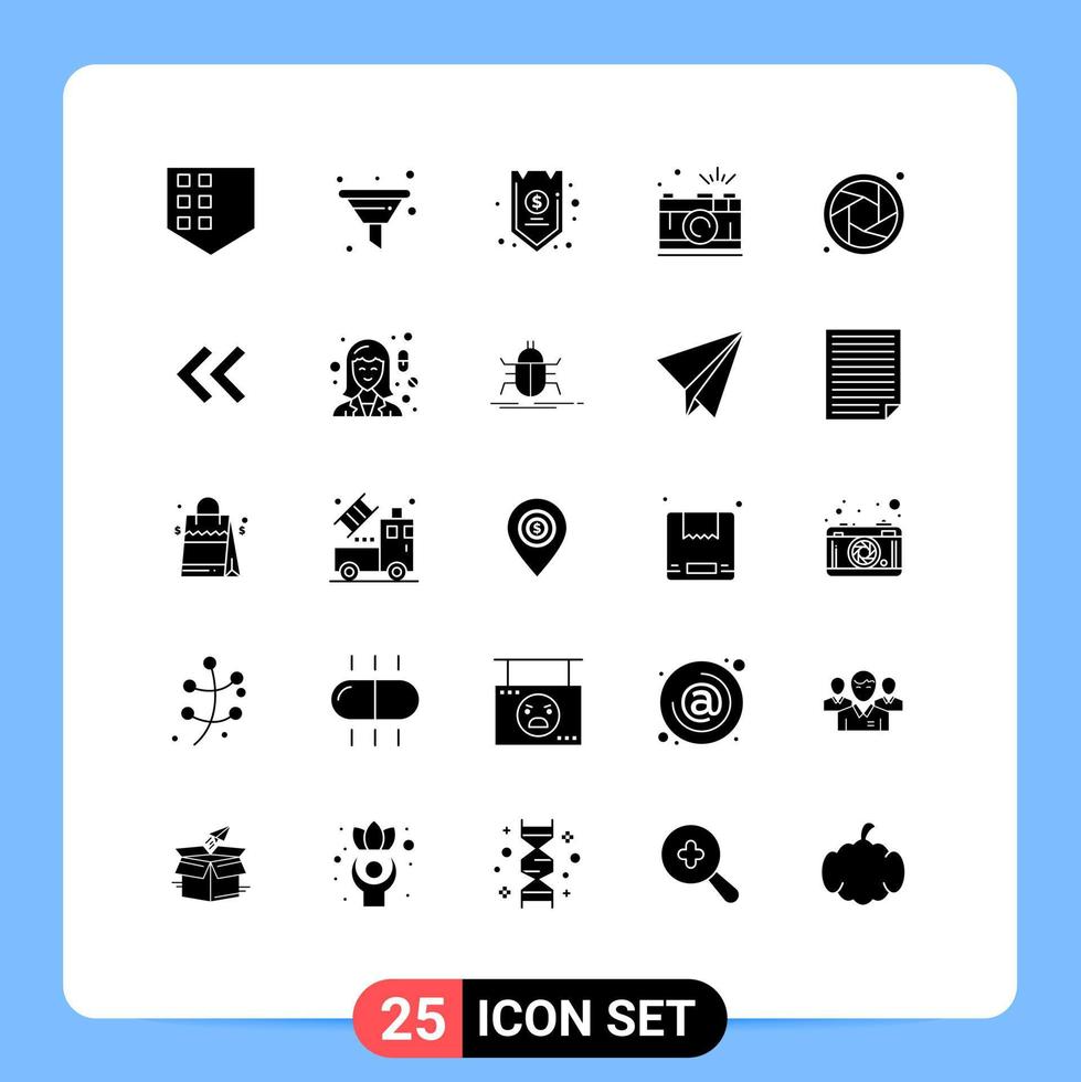 25 iconos creativos signos y símbolos modernos de cuenta de imagen de cámara cámara fotográfica elementos de diseño vectorial editables vector