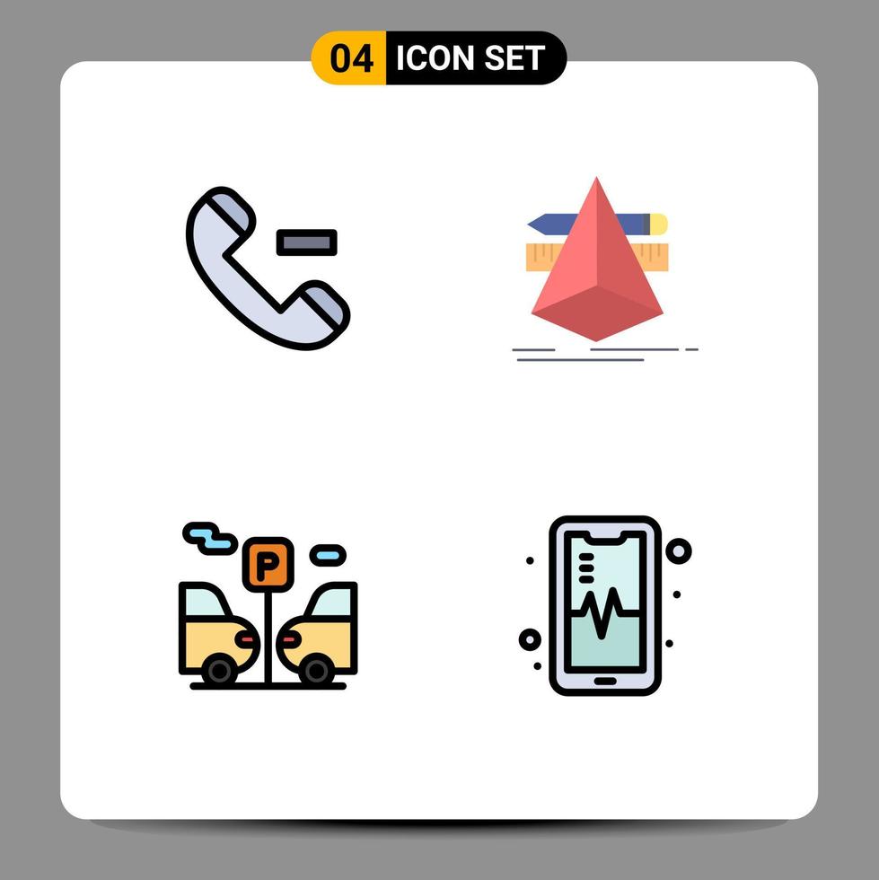 4 Universal Filledline Flat Color Signs Symbols of call parking design tools mobil Editable Vector Design Elements