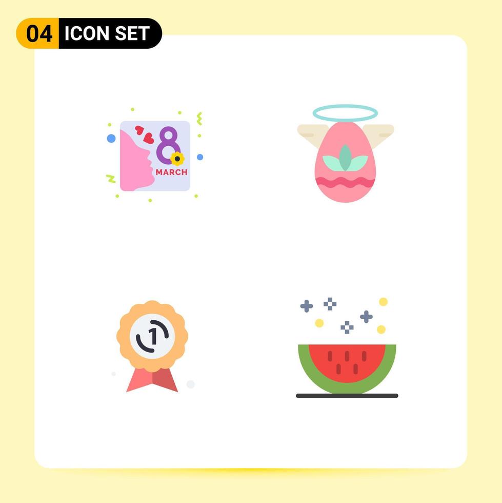 User Interface Pack of 4 Basic Flat Icons of card award badge invite easter medal Editable Vector Design Elements