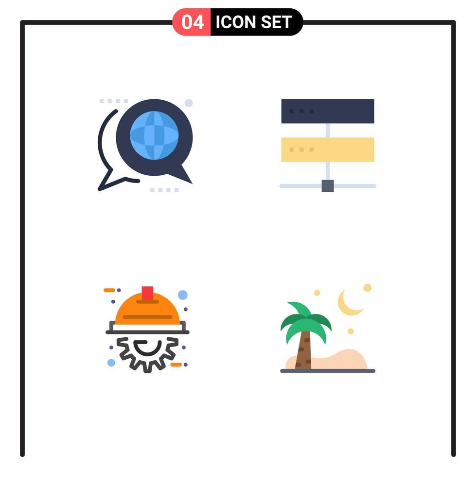 Flat Icon Pack of 4 Universal Symbols of communication network global database engineer Editable Vector Design Elements