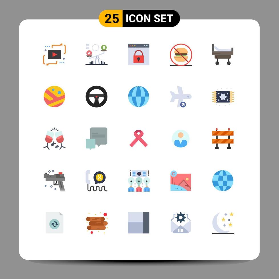 Universal Icon Symbols Group of 25 Modern Flat Colors of no food lift fast page Editable Vector Design Elements