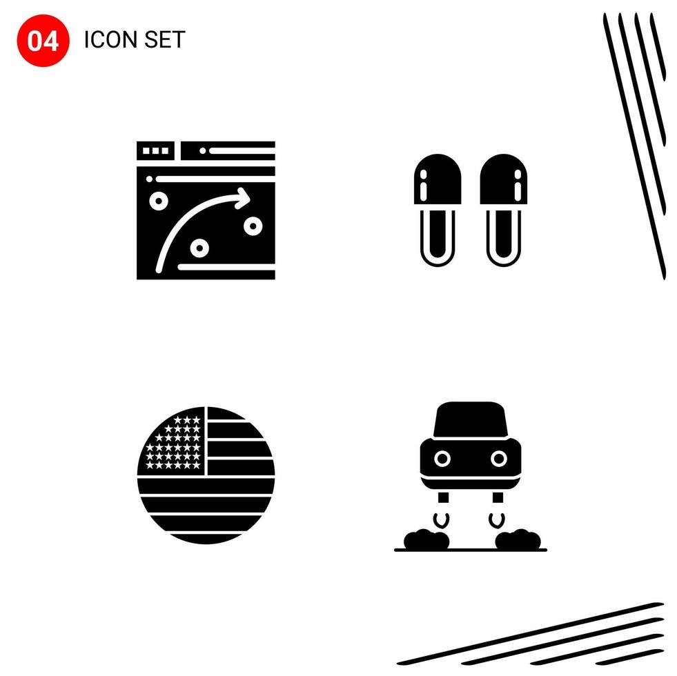 Collection of 4 Vector Icons in solid style Pixle Perfect Glyph Symbols for Web and Mobile Solid Icon Signs on White Background 4 Icons Creative Black Icon vector background