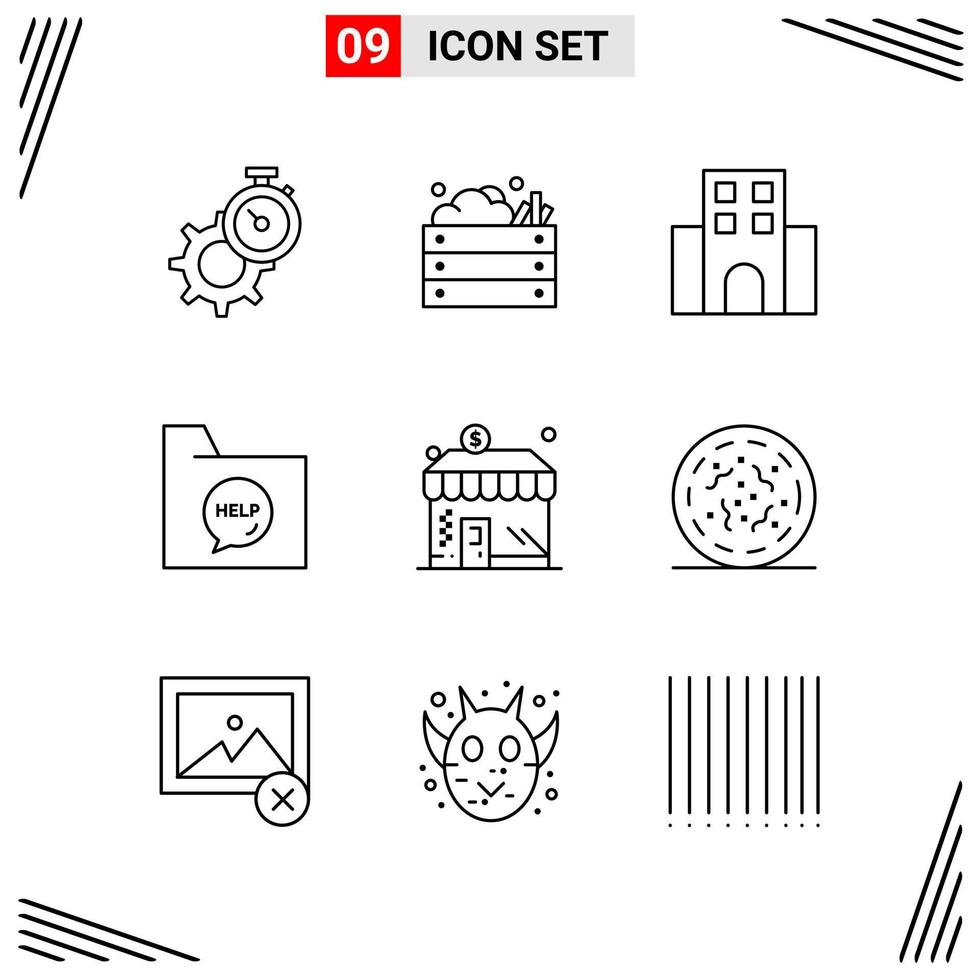 9 Icons Line Style Grid Based Creative Outline Symbols for Website Design Simple Line Icon Signs Isolated on White Background 9 Icon Set Creative Black Icon vector background