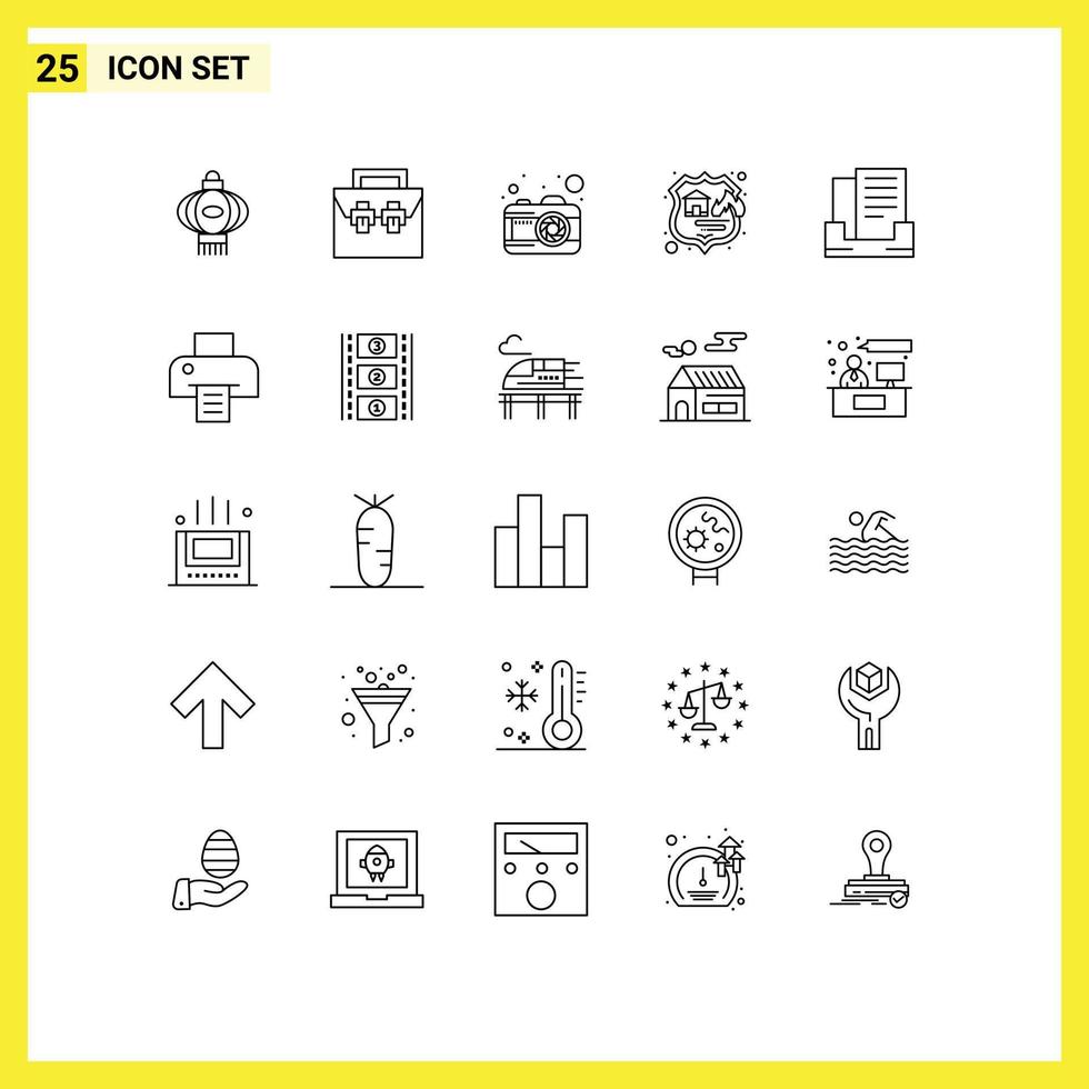 Set of 25 Commercial Lines pack for outbox storage toolkit seo firewall Editable Vector Design Elements