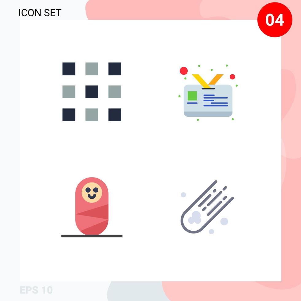 4 Creative Icons Modern Signs and Symbols of grid space id human Editable Vector Design Elements