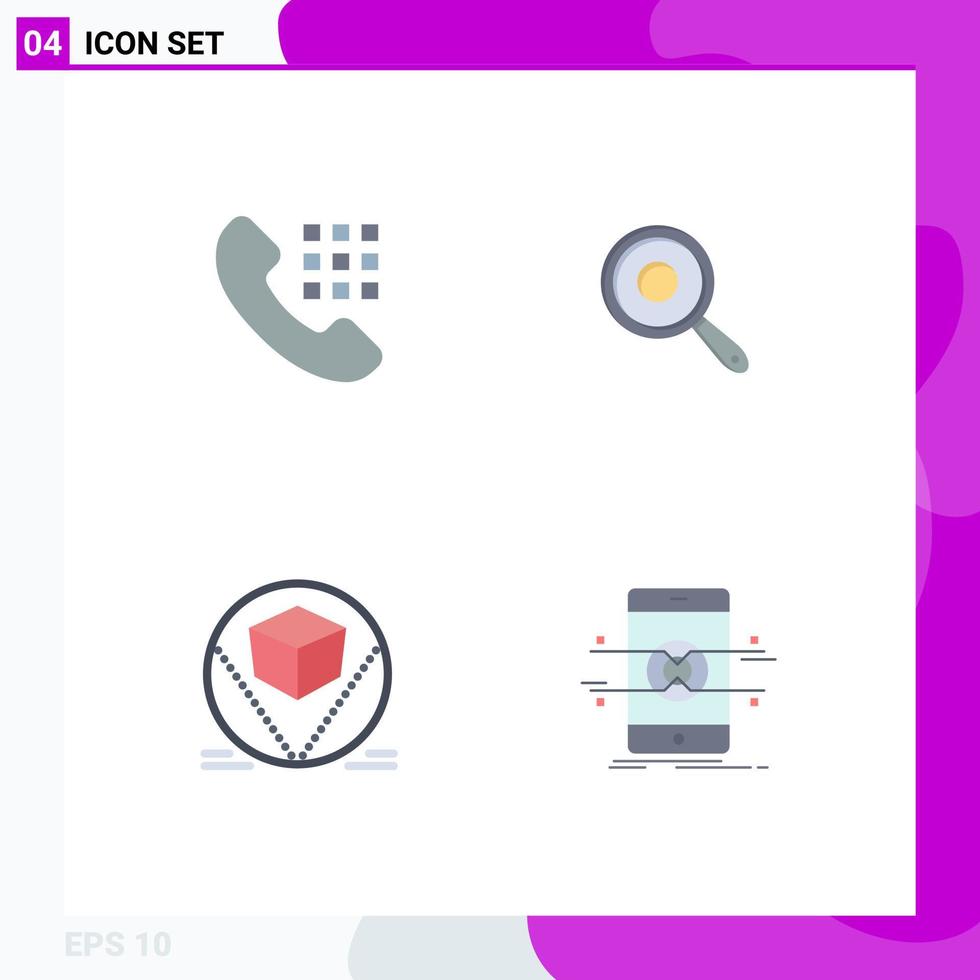 4 Flat Icon concept for Websites Mobile and Apps call packages keys kitchen deliver Editable Vector Design Elements