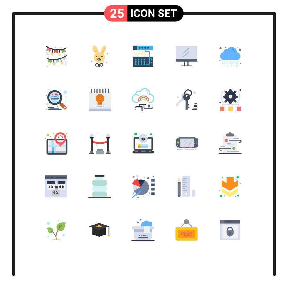 Set of 25 Modern UI Icons Symbols Signs for cloud energy connection school monitor Editable Vector Design Elements