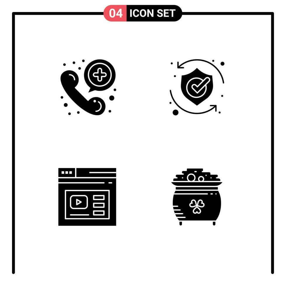 4 Creative Icons Modern Signs and Symbols of call internet telephone security web Editable Vector Design Elements