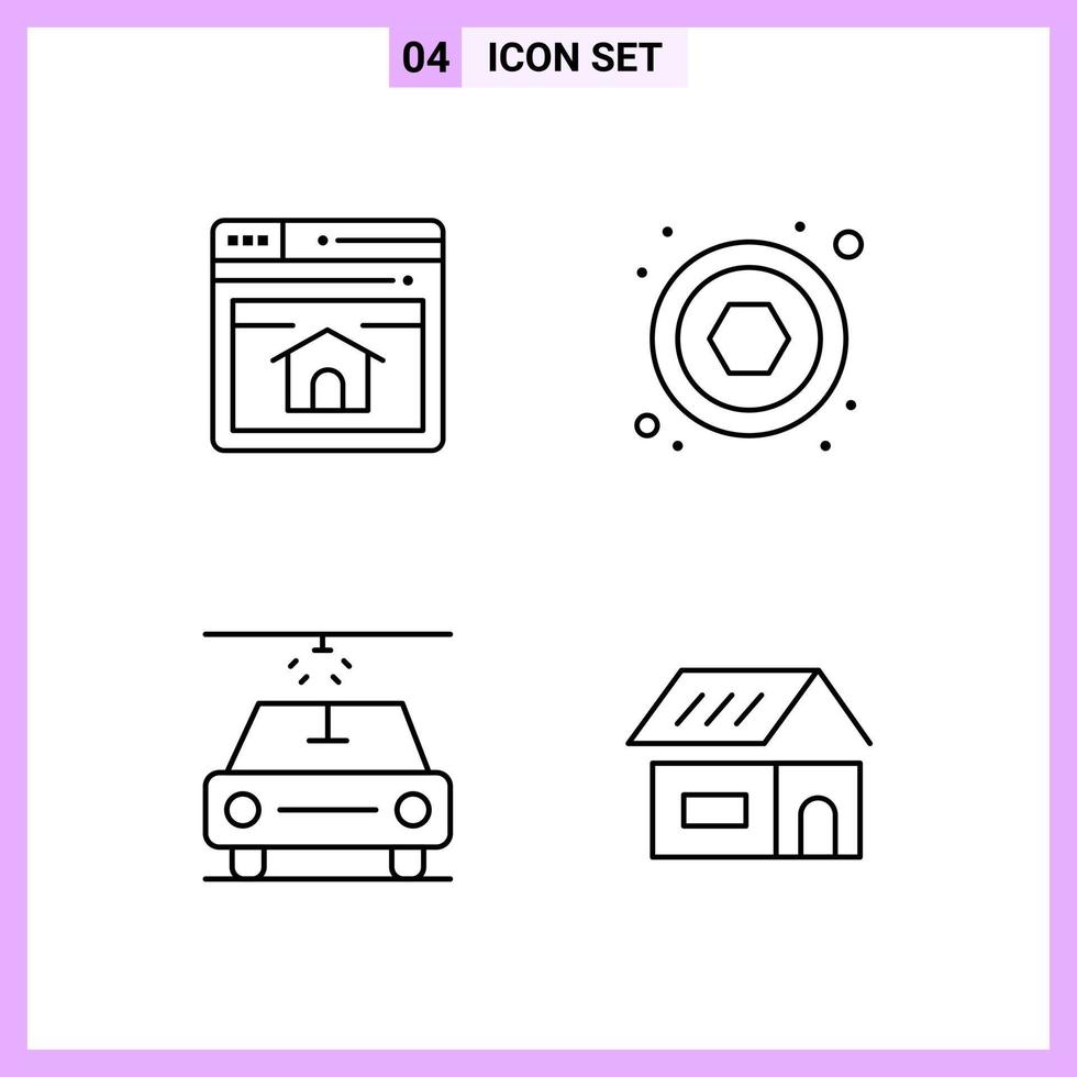 4 Icons in Line Style Outline Symbols on White Background Creative Vector Signs for Web mobile and Print Creative Black Icon vector background