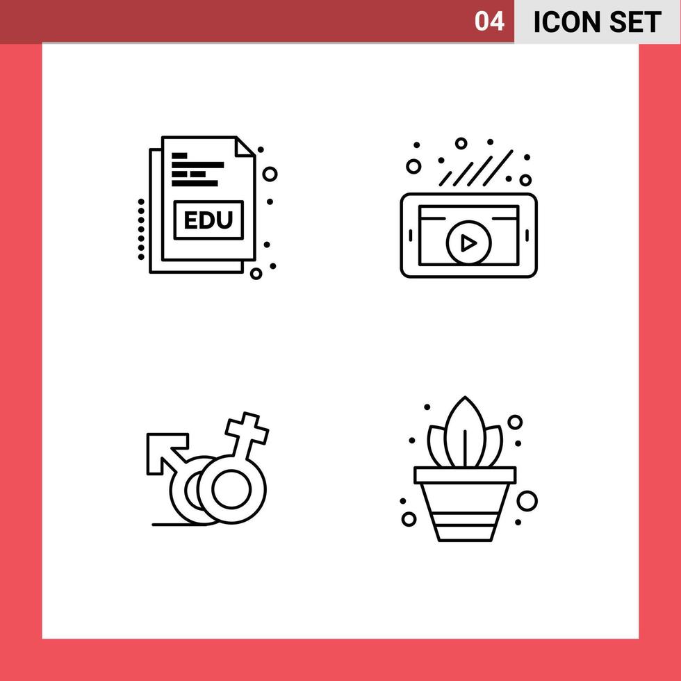 4 Creative Icons Modern Signs and Symbols of book symbol online video female Editable Vector Design Elements