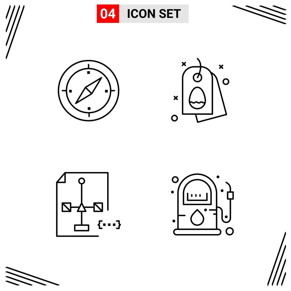 4 Icons Line Style Grid Based Creative Outline Symbols for Website Design Simple Line Icon Signs Isolated on White Background 4 Icon Set Creative Black Icon vector background