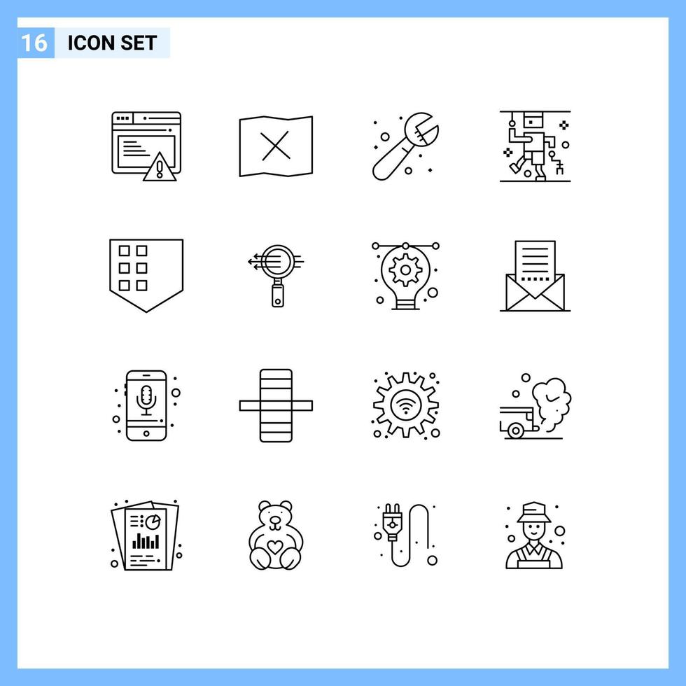 Set of 16 Modern UI Icons Symbols Signs for shield protect plumber medical hospital Editable Vector Design Elements