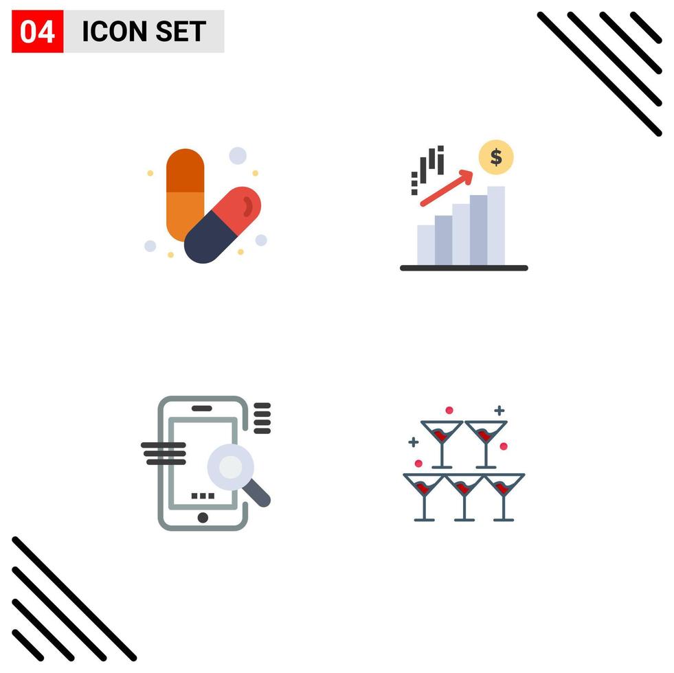 4 Flat Icon concept for Websites Mobile and Apps body search muscle finance optimize Editable Vector Design Elements
