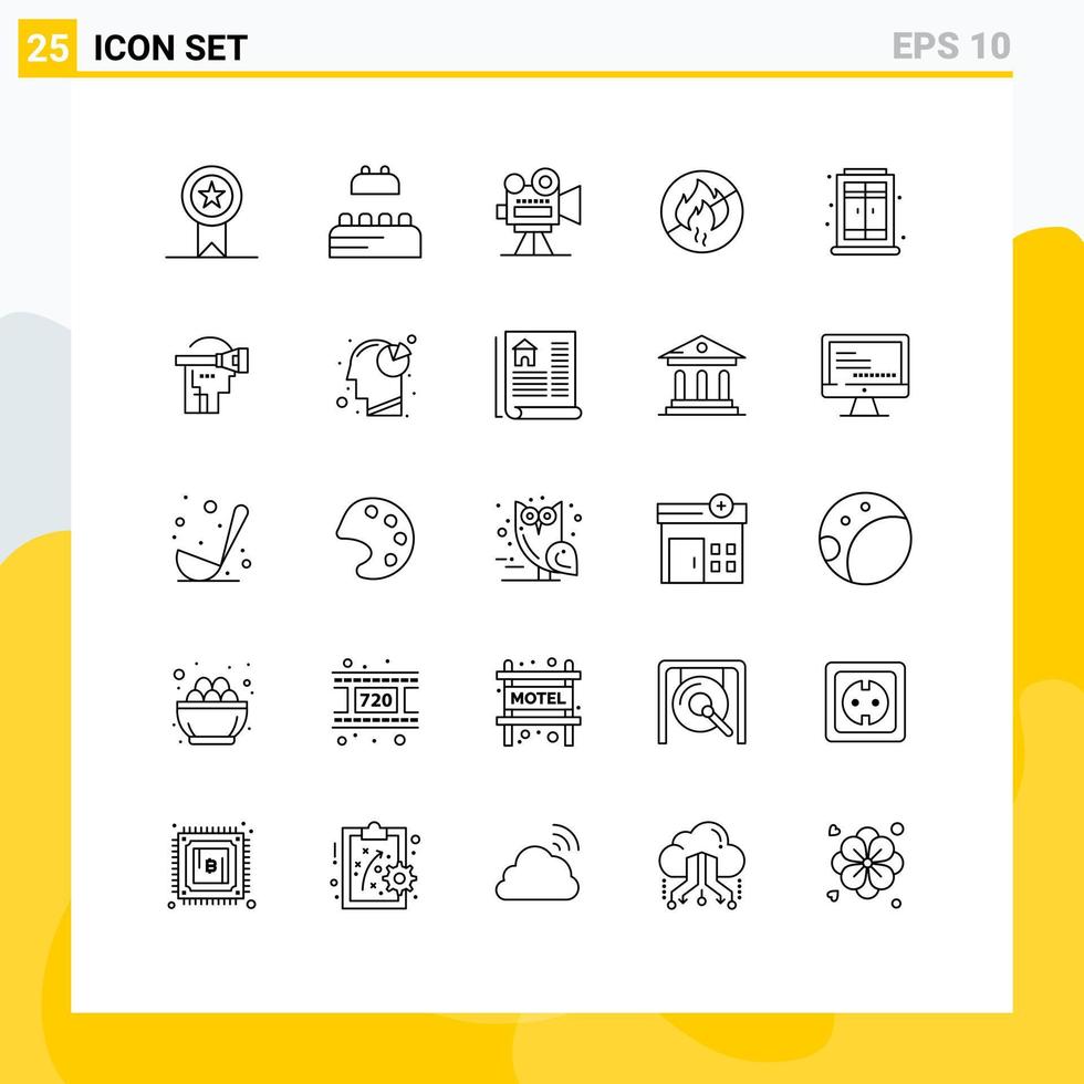 Set of 25 Vector Lines on Grid for window home film camera construction no Editable Vector Design Elements