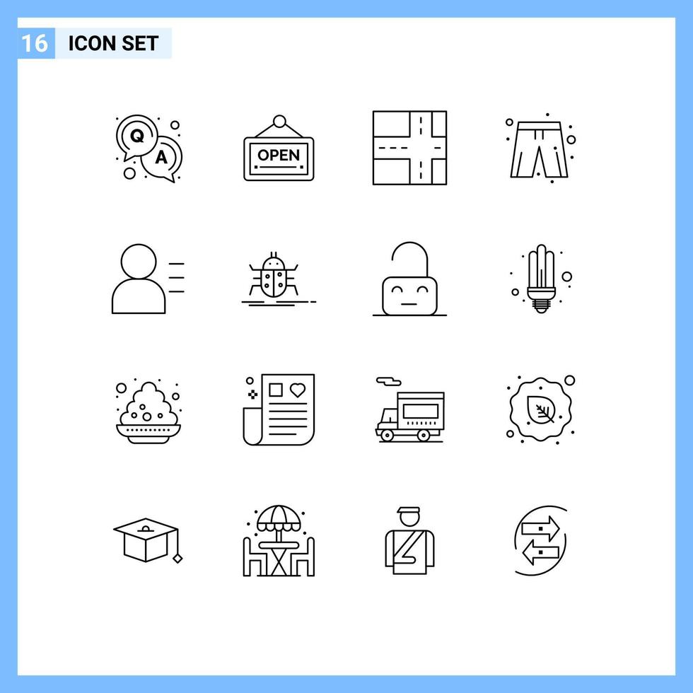 Editable Vector Line Pack of 16 Simple Outlines of insect bug cloth persona education Editable Vector Design Elements