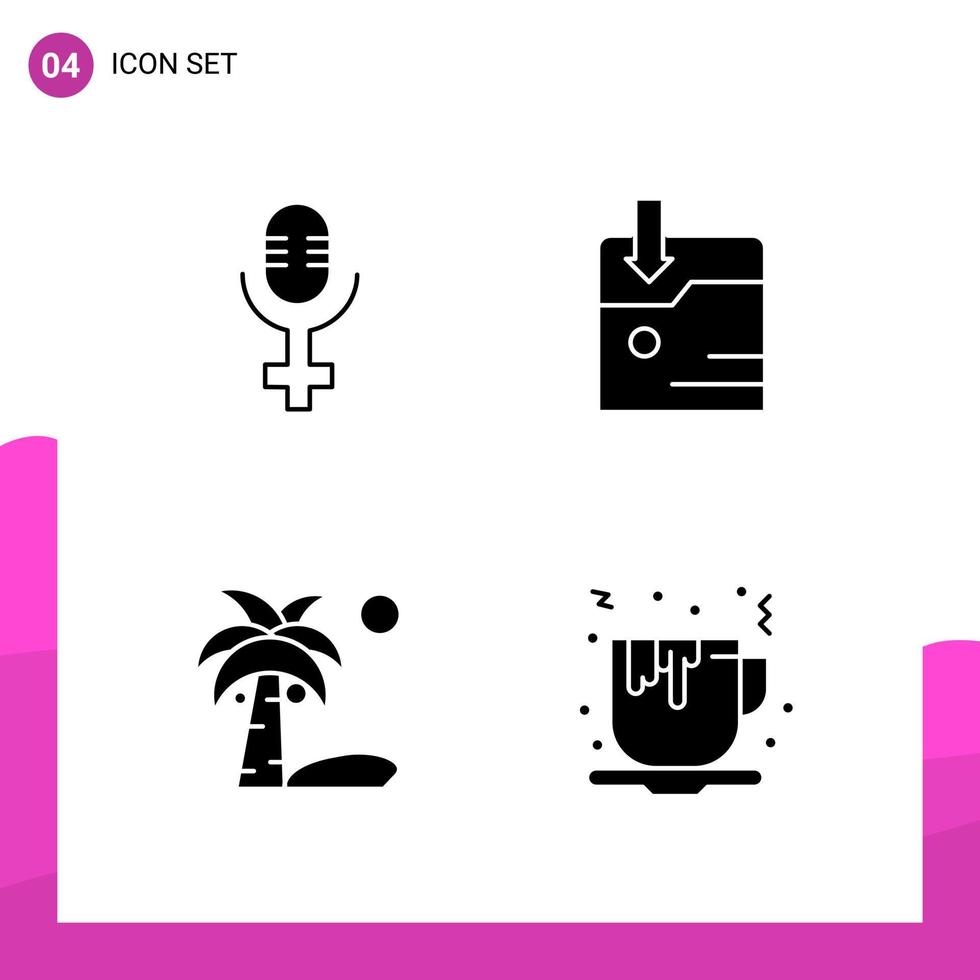 conjunto de iconos de glifo paquete de 4 iconos sólidos aislados en fondo blanco para el diseño de sitios web receptivos, impresión y aplicaciones móviles, fondo de vector de icono negro creativo