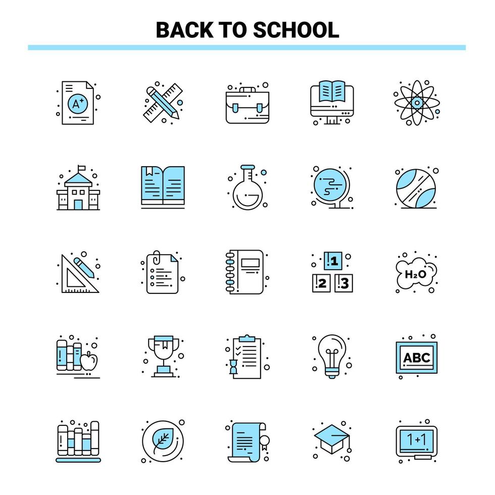 25 Back To School Black and Blue icon Set Creative Icon Design and logo template Creative Black Icon vector background