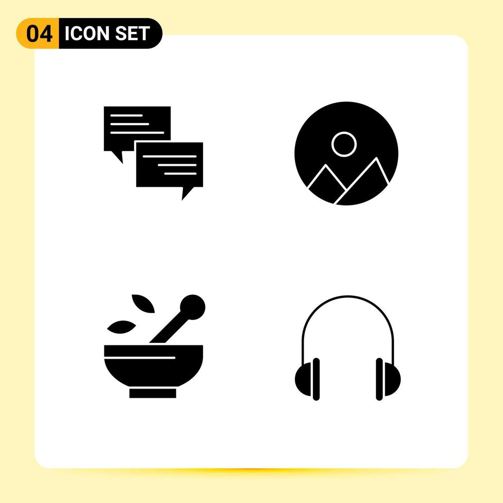 Stock Vector Icon Pack of 4 Line Signs and Symbols for sms medical bubble nature soup Editable Vector Design Elements