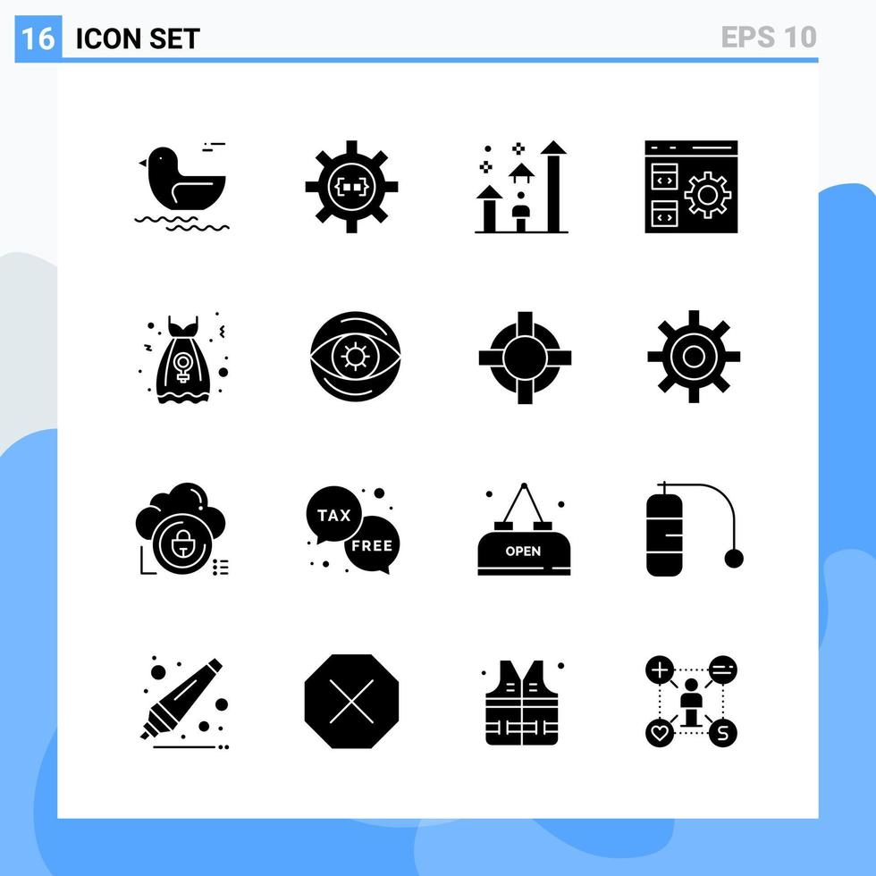 Modern 16 solid style icons Glyph Symbols for general use Creative Solid Icon Sign Isolated on White Background 16 Icons Pack Creative Black Icon vector background