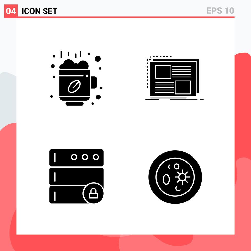 Collection of 4 Vector Icons in solid style Modern Glyph Symbols for Web and Mobile Solid Icon Sign Isolated on White Background 4 Icons Creative Black Icon vector background