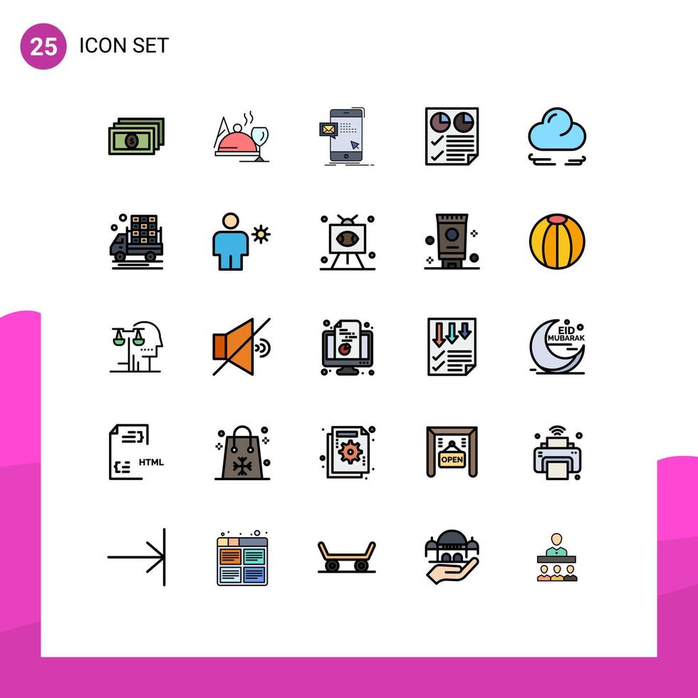 Stock Vector Icon Pack of 25 Line Signs and Symbols for wind report dialog page data Editable Vector Design Elements