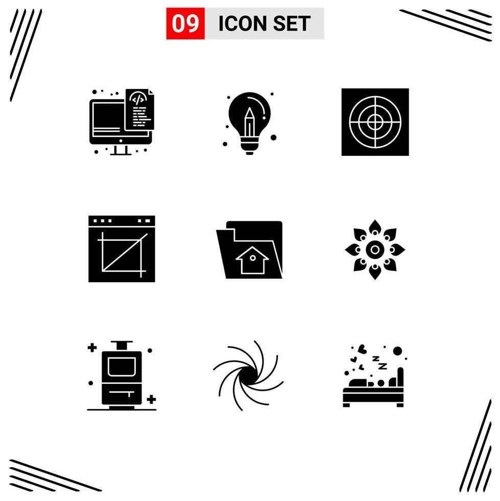 Stock Vector Icon Pack of 9 Line Signs and Symbols for home web idea image crop app Editable Vector Design Elements