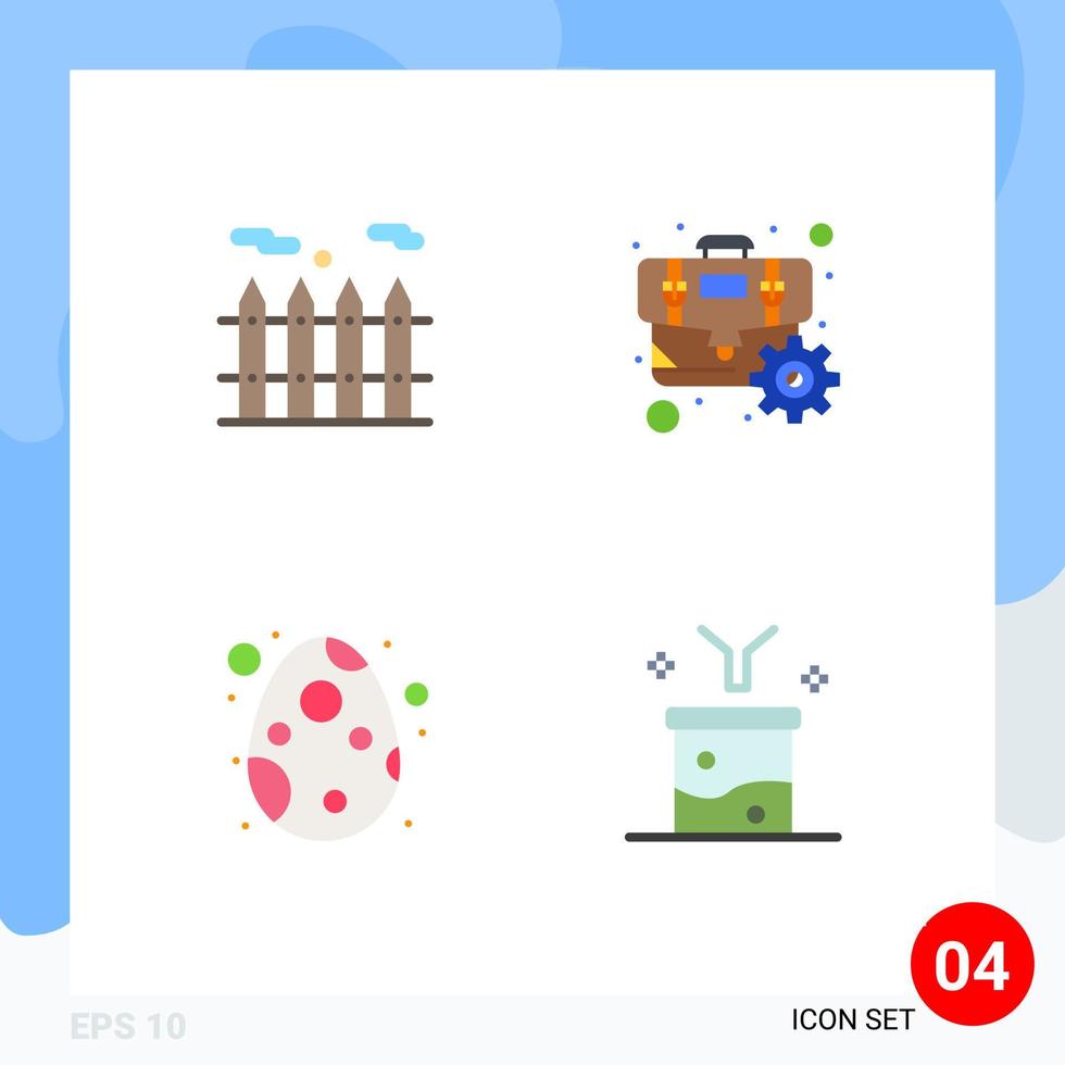 paquete de iconos planos de 4 símbolos universales de celebración de calefacción cog decoración análisis de datos elementos de diseño vectorial editables vector