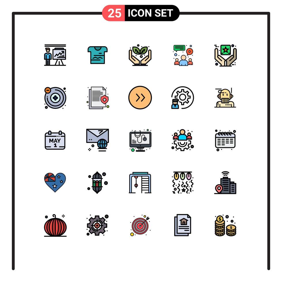 Stock Vector Icon Pack of 25 Line Signs and Symbols for branding team uniform meeting chat Editable Vector Design Elements