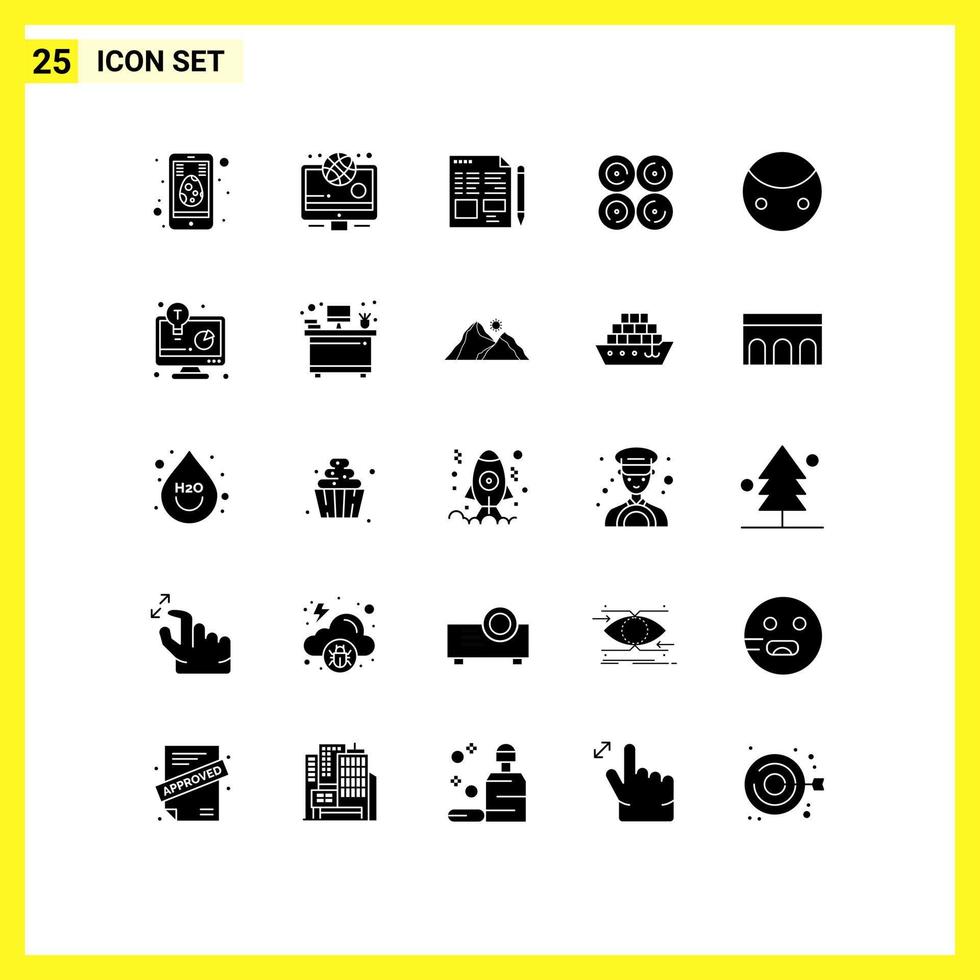 Set of 25 Modern UI Icons Symbols Signs for symbolism greatness text sweet eat Editable Vector Design Elements