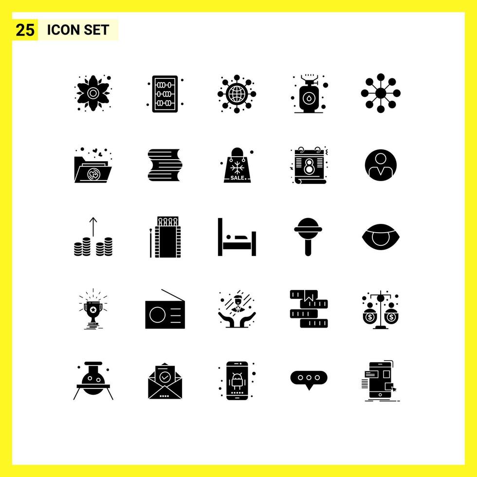 Set of 25 Modern UI Icons Symbols Signs for organization business global stove cook Editable Vector Design Elements