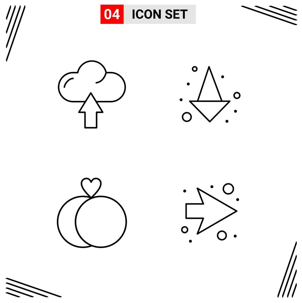4 Icons Line Style Grid Based Creative Outline Symbols for Website Design Simple Line Icon Signs Isolated on White Background 4 Icon Set Creative Black Icon vector background