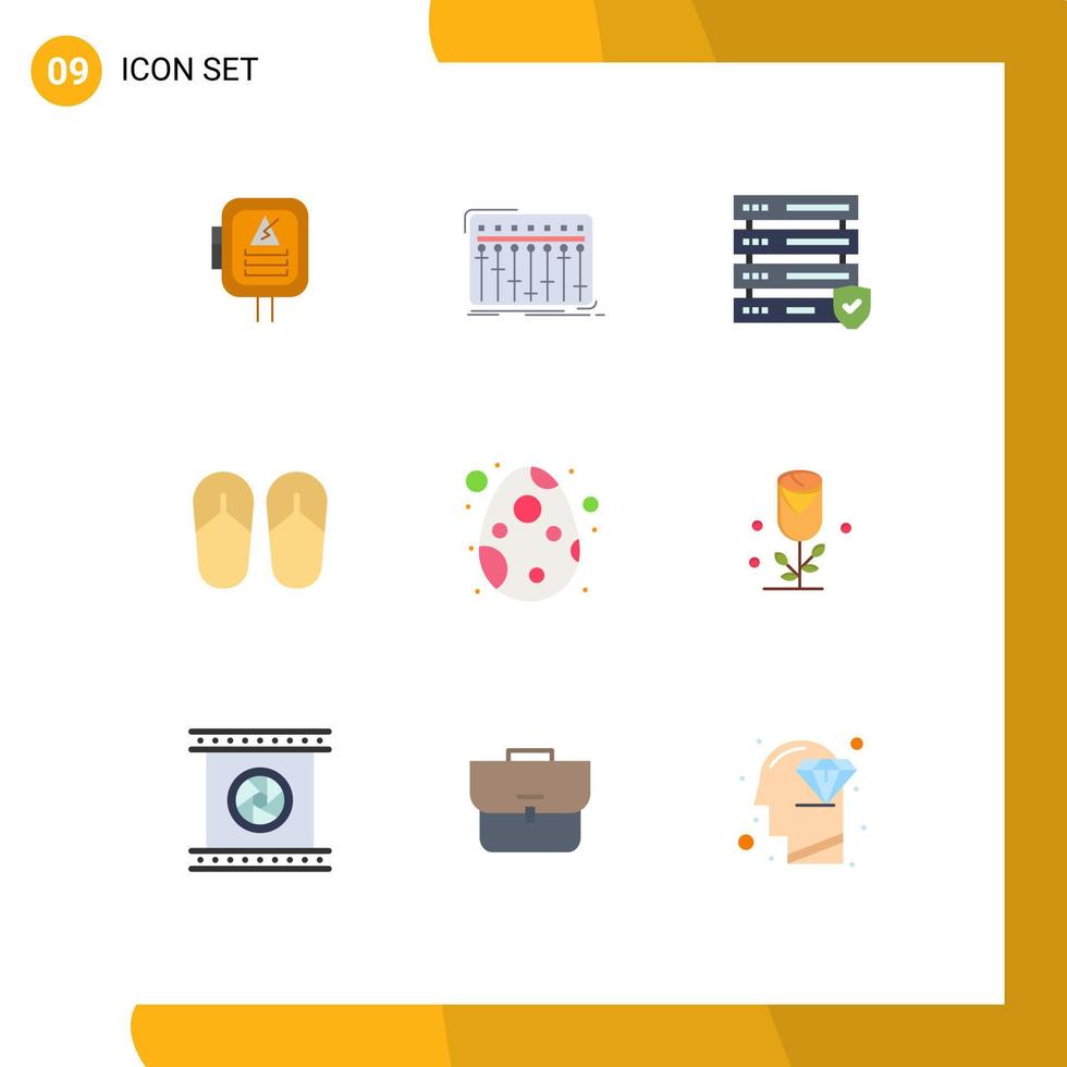 Universal Icon Symbols Group of 9 Modern Flat Colors of egg decoration studio sandal beach Editable Vector Design Elements