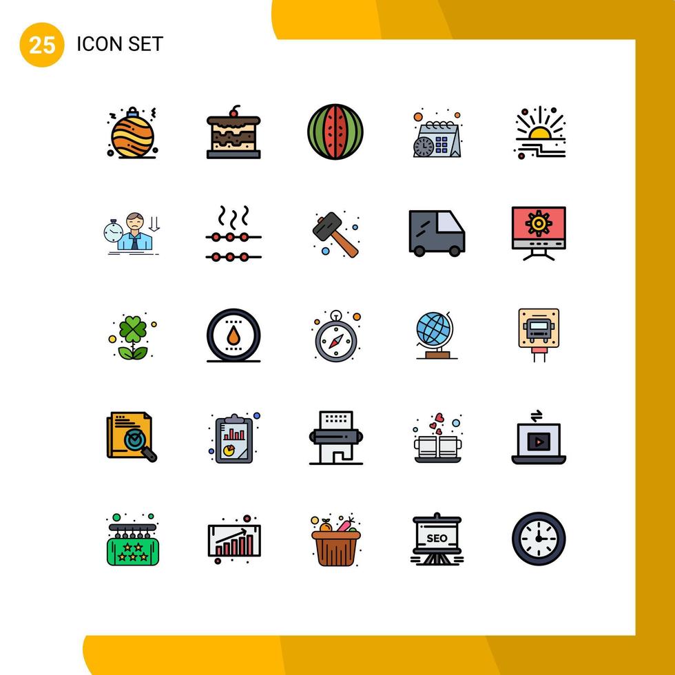 paquete de iconos de vector de stock de 25 signos y símbolos de línea para el calendario de tiempo de comida de descuento de precio elementos de diseño de vector editables