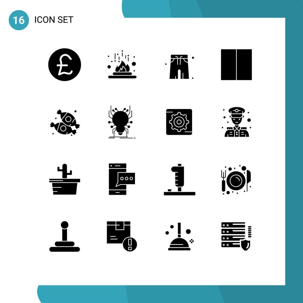 Set of 16 Modern UI Icons Symbols Signs for bug food swim suit dessert layout Editable Vector Design Elements