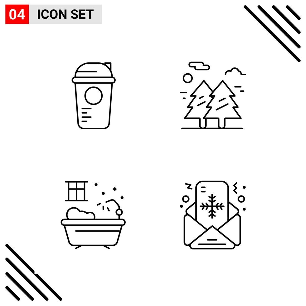 Pixle Perfect Set of 4 Line Icons Outline Icon Set for Webite Designing and Mobile Applications Interface Creative Black Icon vector background