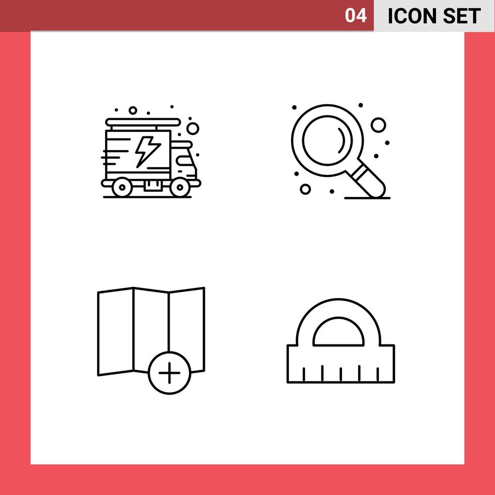Line Pack of 4 Universal Symbols of energy architecture find location ruler Editable Vector Design Elements