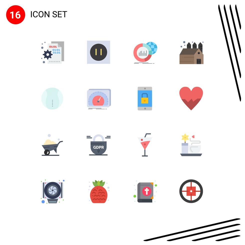 Modern Set of 16 Flat Colors and symbols such as ball barn technology agriculture world Editable Pack of Creative Vector Design Elements