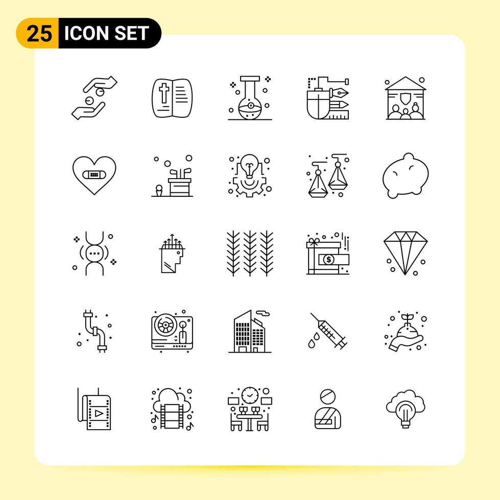 25 Creative Icons for Modern website design and responsive mobile apps 25 Outline Symbols Signs on White Background 25 Icon Pack Creative Black Icon vector background